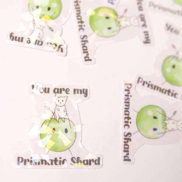 several junimo stickers are laying scattered with the words you are my prismatic shard.