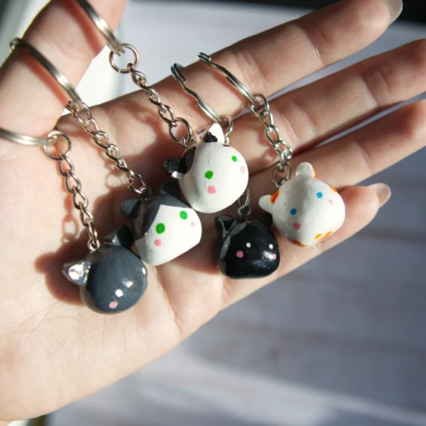 Polymer Clay Cat Keychains - Image 2